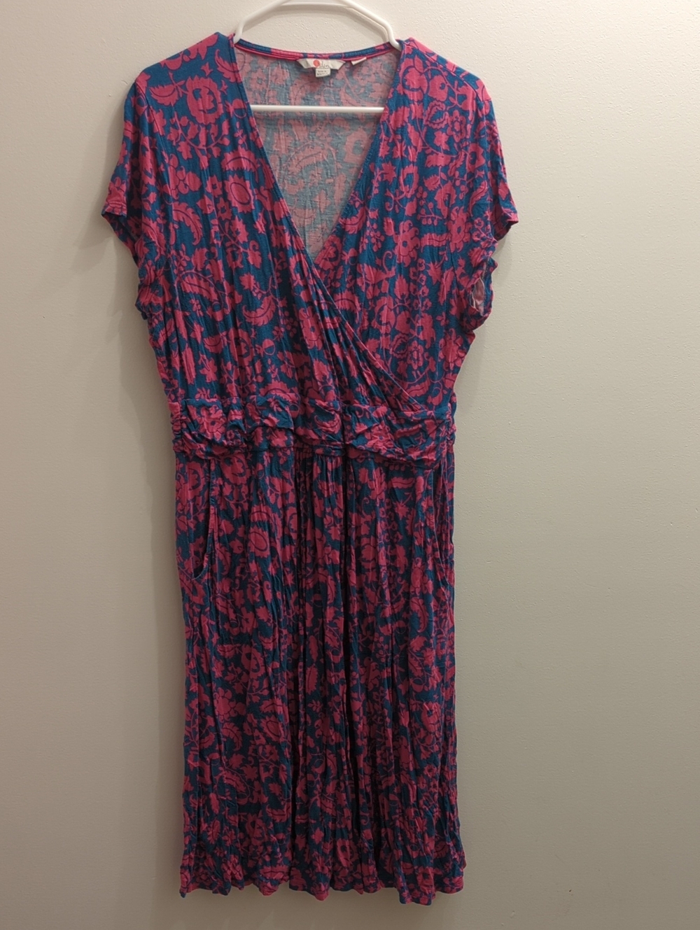 Boden Women's Teal & Magenta Floral Dress, US 16/18R